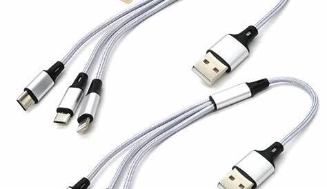 EEkiiqi 2 Packs Short 3 in 1 USB Charging Cable 1ft Multi Charger Cord