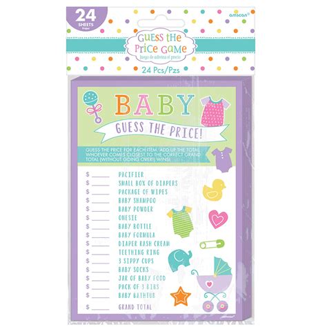 Baby Shower Party Game Guess The Price Of Baby Item Guessing Game For