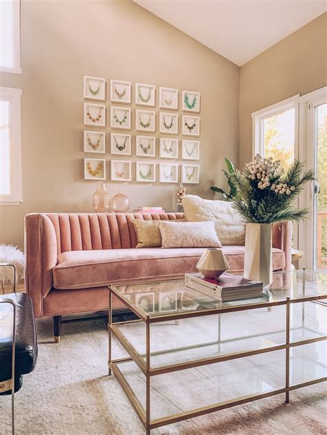 Chic And Modern Blush Pink Living Room Pink Sofa Living Pink Living