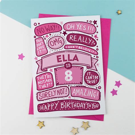 8th Omg Birthday Personalised Illustrated Card By A Is For Alphabet