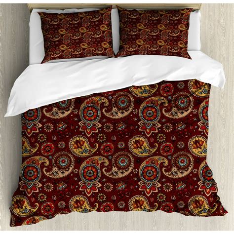 Paisley Duvet Cover Set Middle Eastern Culture Stylized Pattern