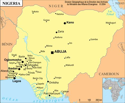 Carte Du Nigéria Avec Les Villes