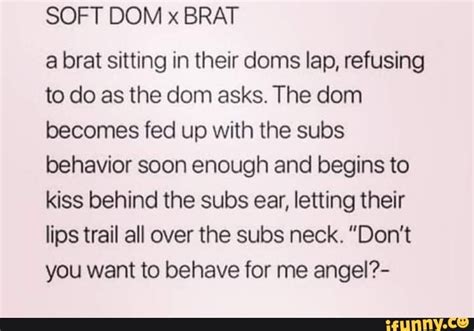 Soft Dom X Brat A Brat Sitting In Their Doms Lap Refusing To Do As The Dom Asks The Dem