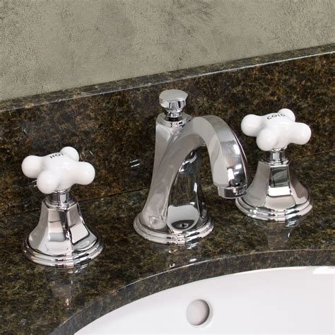Deco Widespread Bathroom Faucet Small Porcelain Cross Handles