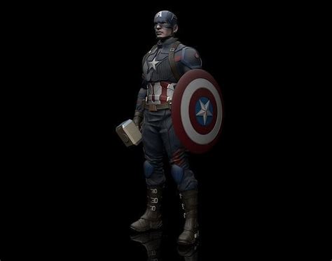 Captain America Statue 3d Print Ready 3d Model 3d Printable Cgtrader