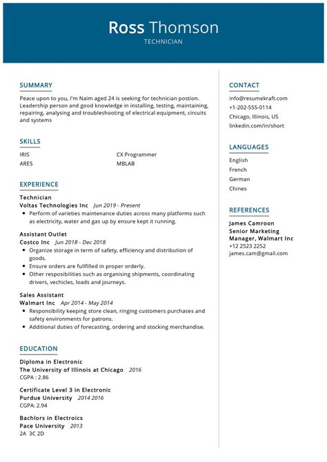 Technician Resume Sample In 2024 Resumekraft