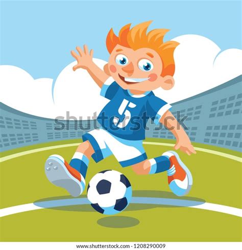 Cartoon Boy Playing Football Stock Vector Royalty Free 1208290009