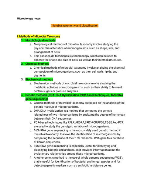 Microbiology Notes 1 Microbiology Notes Microbial Taxonomy And