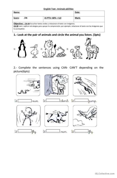 74 Animals Can Cant English Esl Worksheets Pdf And Doc