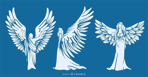 Winged Engel Silhouetten Festgelegt Vektor Download