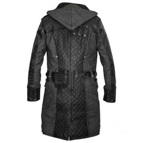 Jacob Frye Wool Trench Coat Halloween Style Hooded Overcoat For Men