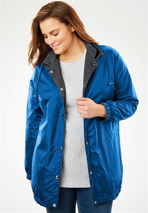 Cozy Fleece Nylon Reversible Jacket Plus Size Jackets Woman Within