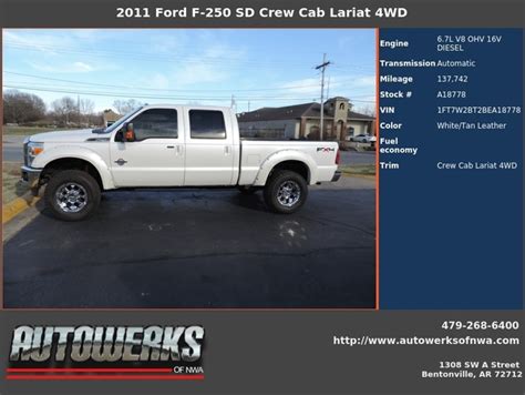 Autowerks Of Nwa Used 2011 White Ford F 250 Sd For Sale In