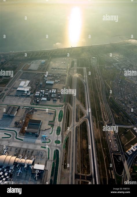 Aerial View Lax Los Angeles International Airport Runway Blasting