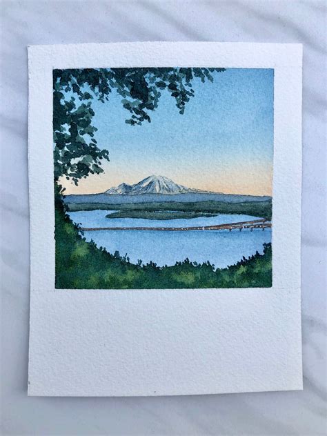 Polaroid Watercolor Painting Watercolor Landscape Etsy