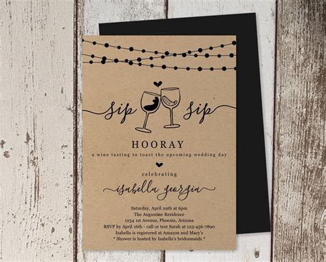 Bridal Shower 5x7 Invitation Love And Wine Vineyard Winery Wedding Printable And Personalized
