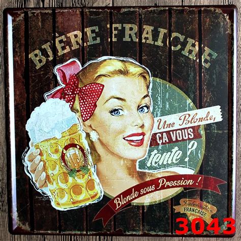New Arrival Biere Fraiche Large Tin Signs Movie Poster Art Cafe Bar