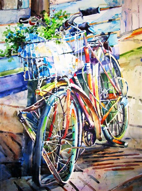 Colorful Bike Art Bicyclepainting Watercolor Sketch Watercolor