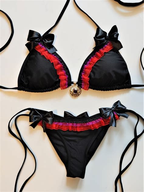 Gothic Lolita Bikini Scrunch Bottom Brazilian Bikini Emo Goth Etsy