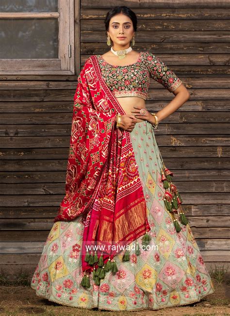 Floral Embroidered Lehenga Choli In Pista Green Color
