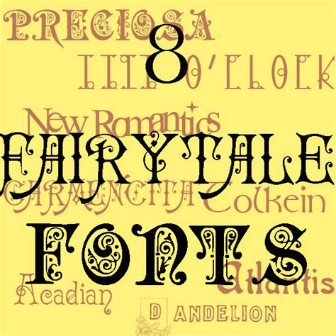 Fairytale Font Pack 8 Fantasy Truetype Fonts For Personal Or Commercial