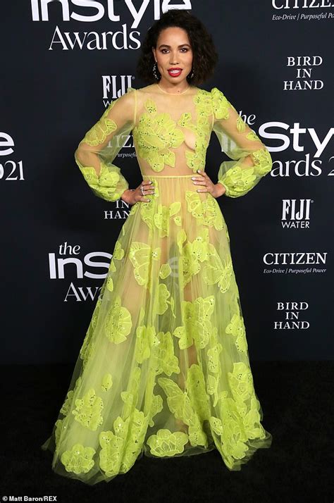 Jurnee Smollett Goes Nearly Nude Beneath Sheer Neon Gown At Instyle Awards In La Daily Mail Online