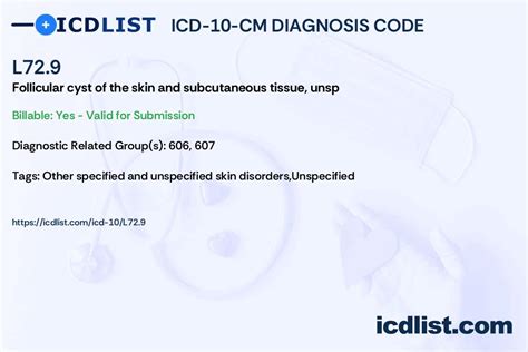 Icd 10 Cm Diagnosis Code L729 Follicular Cyst Of The Skin And