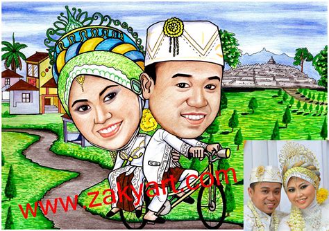 Gambar Jualgambar Karikatur Pernikahan Wedding Caricature Minang Gambar Pengantin Di Rebanas