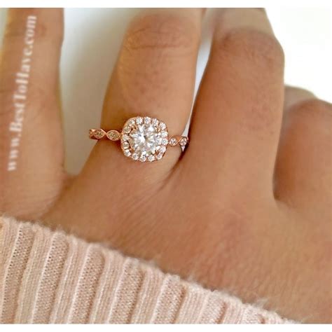 Sterling Silver Rose Gold Tone Wedding Engagement Ring