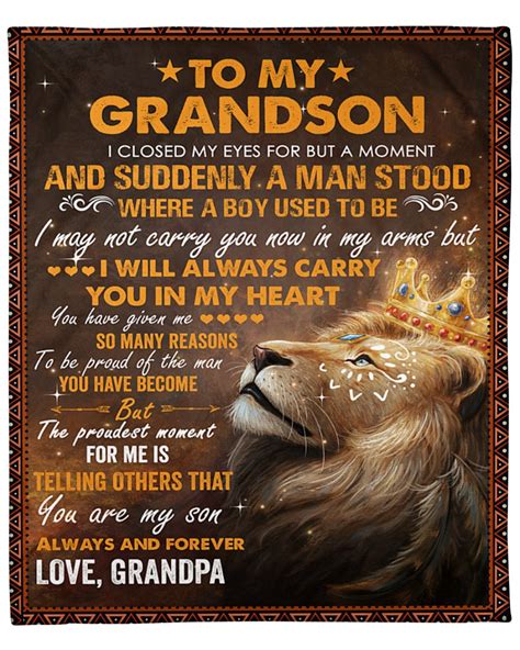 Personalized Blanket To My Grandson From Grandpa I Closed My Eyes For But A Moment Lion With