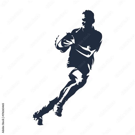 Rugby Player With Ball Abstract Vector Silhouette Stock Vector Adobe