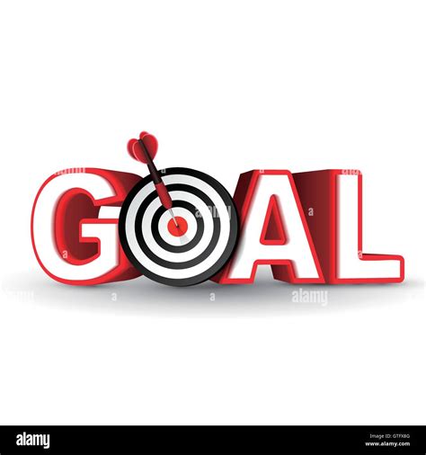 Goal Red Word And Conceptual Target With Arrow On White Background