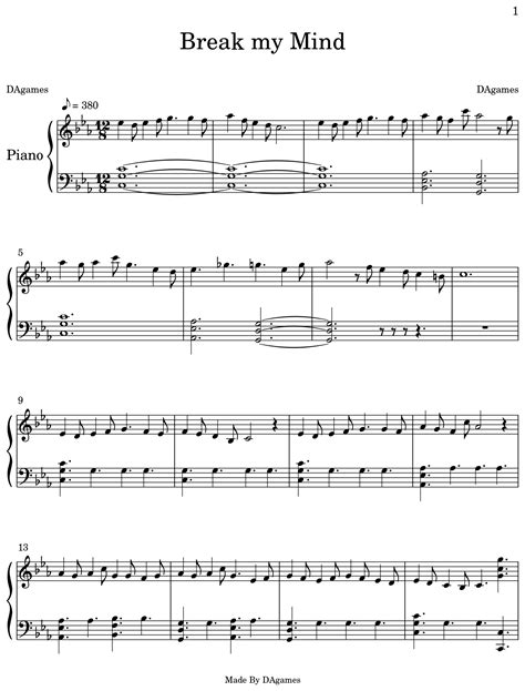 Break My Mind Sheet Music For Piano
