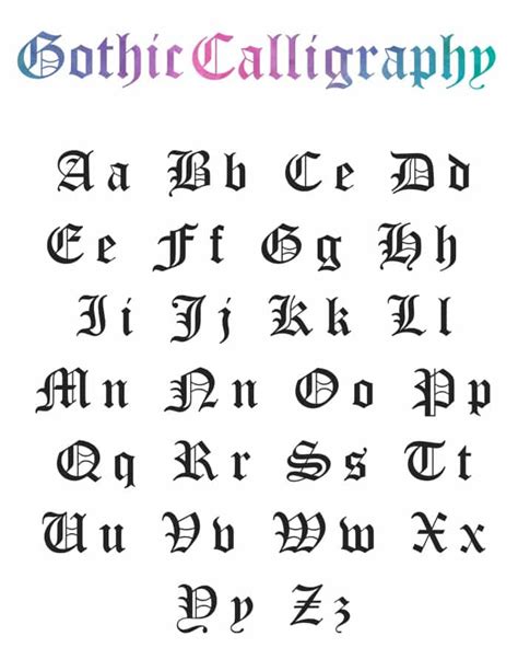 Gothic Calligraphy Alphabet Lasopageorgia