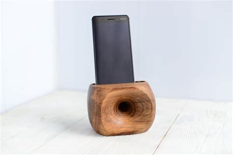 Walnut Phone Amplifier Acoustic Wood Speaker Iphone Amp Etsy Phone