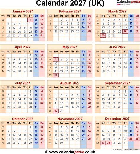 2027 Calendar With Holidays Printable Calendar
