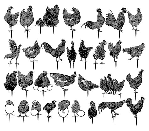 Chickens And Rooster Garden Stakes Dxf Files And Svg Cut Ready For Cnc