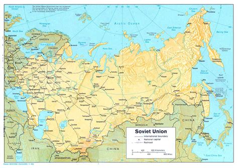 Large Political Map Of Soviet Union With Relief Railroads And Major