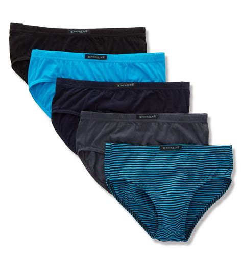 Papi Men Underwear Pack X5 Striped 969 Blue Large Low Rise Briefs