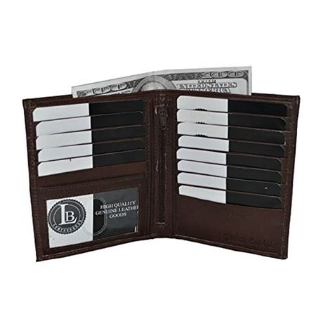 Leatherboss Mens Bifold Hipster Wallet With 13 Credit Card Slots By