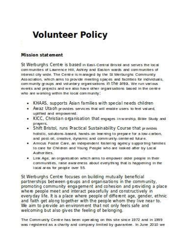 Free 10 Charity Volunteer Policy Samples And Templates In Ms Word Pdf