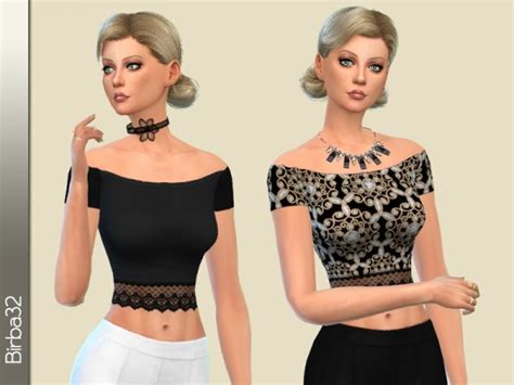 The Sims Resource Textured Lace Top By Birba32 • Sims 4 Downloads