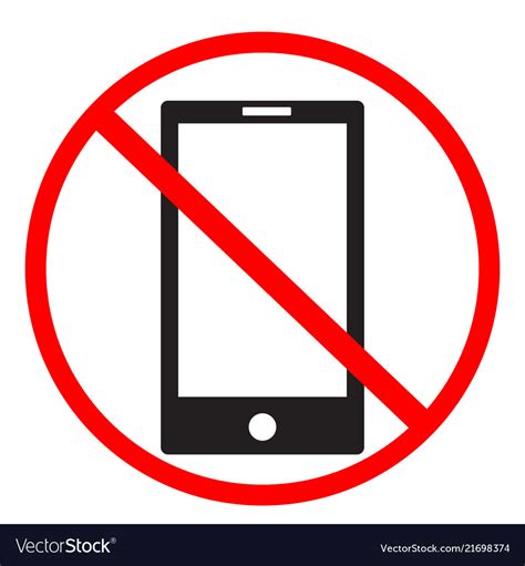 No Cell Phone Sign On White Background No Mobile Vector Image