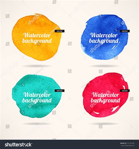 Set Four Colorful Watercolor Circles Backgrounds Stock Vector Royalty