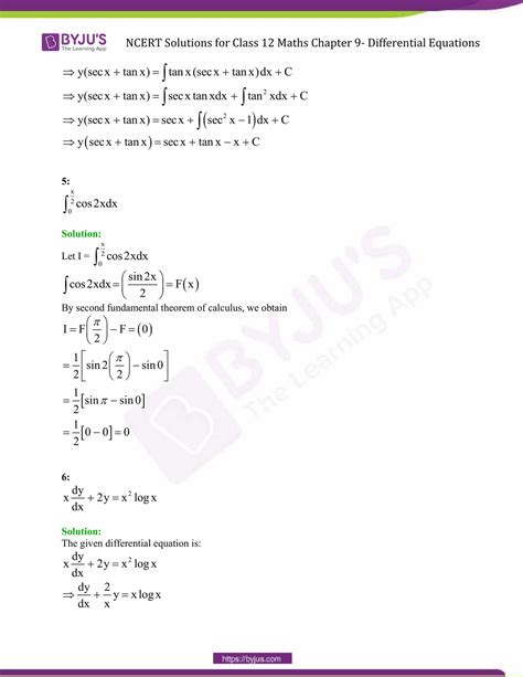 Ncert Solutions Class 12 Maths Chapter 9 Differential Equations