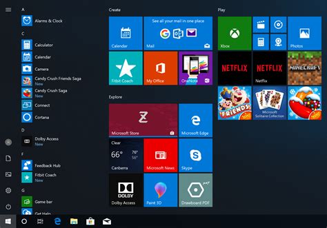 Windows 10 Default Start Menu Layout