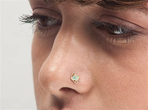 Indian Nose Stud Solid Gold Nose Stud Yellow Gold Nose Stud Etsy