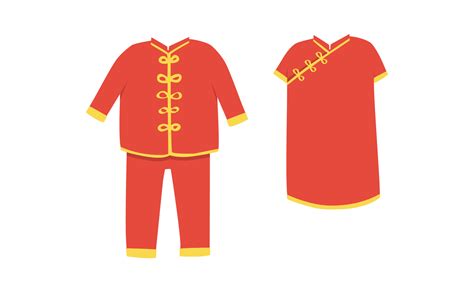 Vector Set Of Chinese New Year Clothes Clipart Cute Chinese Red