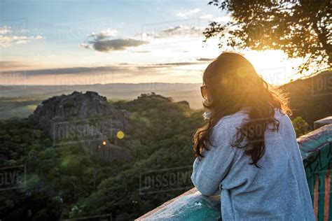 Photograph Of Woman Looking At View Of Nature At Sunset In Belvedere By