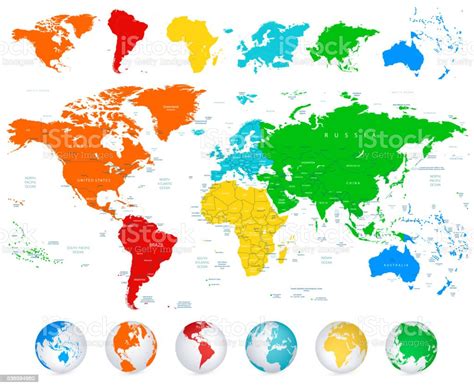 Ilustración De Vector Detallado Mapa Del Mundo Con Continentes
